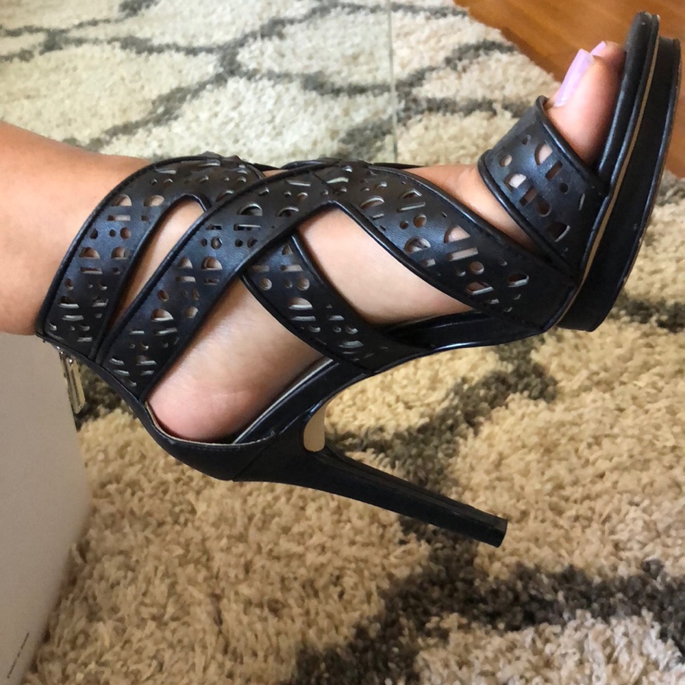 Calvin Klein Black Multi Strap Heels Pumps